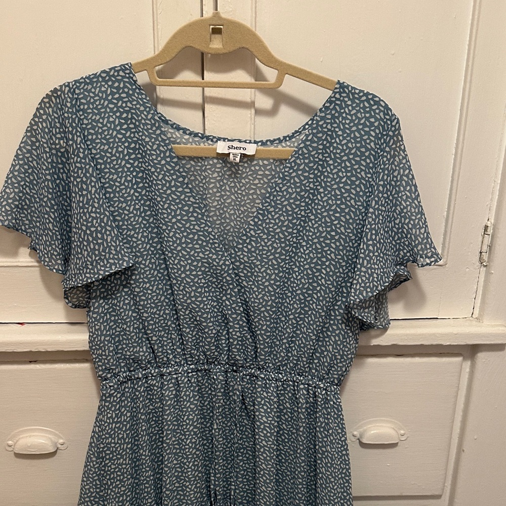 Blue Ruffle Mini Dress - Picture 3 of 3